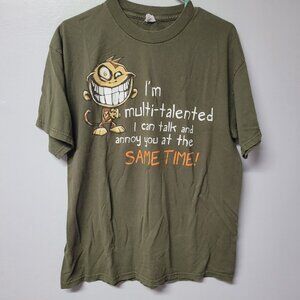 Annoy You Tee Shirt Monkey Green Brown Funny Comical Gag‎ Gift Mens Large Teen
